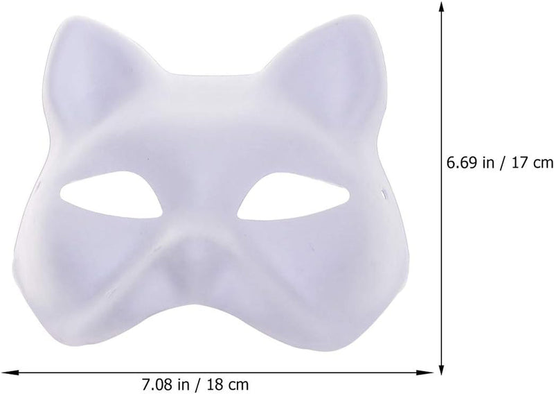 Cat Mask, 3PCS Therian Masks White Cat Masks Blank DIY Halloween Mask Animal Half Facemasks Masquerade Cosplay Party