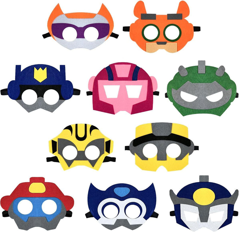 10Pcs Robots Mask Felt Party Favors, Robots Party Supplies Dress up Masks Photo Booth Prop Cartoon Character Cosplay Birthday Gift For