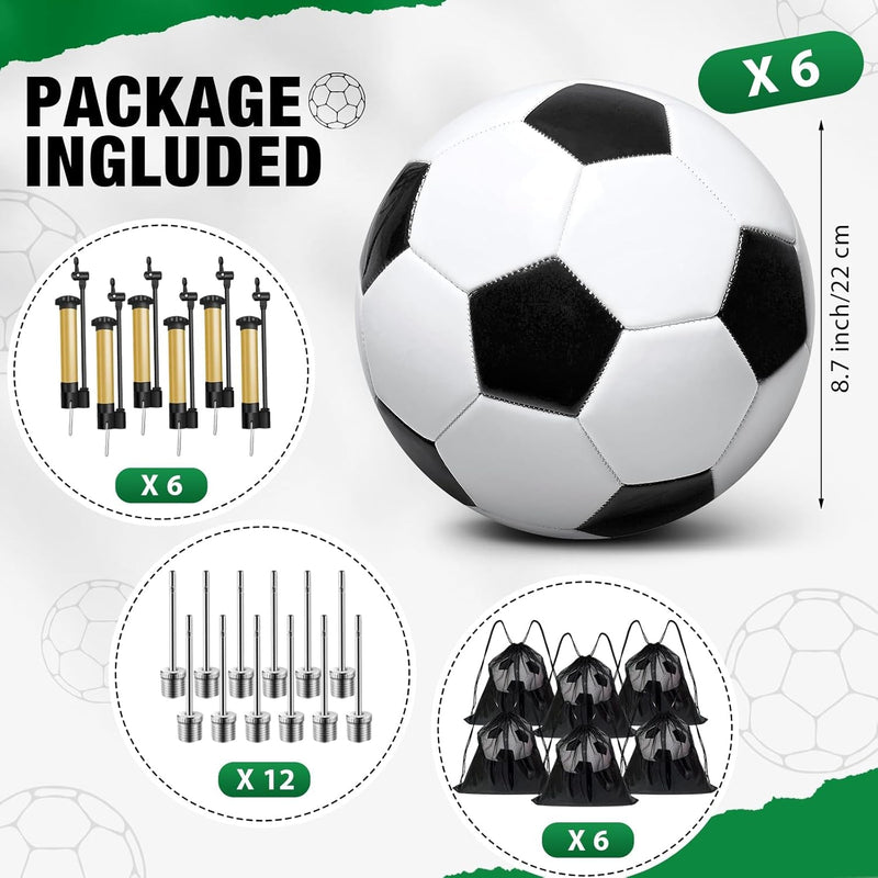 6 Pack Operation Christmas Deflated Soccer Ball with Pump for Child,Items Bulk Deals Soccer Balls,Classic Soccer Balls Size 5 with Mesh Sport Bag Pump Needle