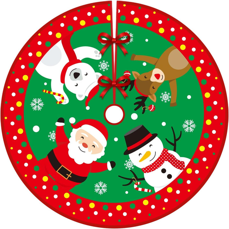 Christmas Tree Skirt 48 Inch Santa and Snowman Tree Skirt Decorations for Xmas, Party and Holiday Seasonal Ornaments