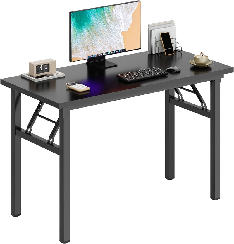 Dlandhome Computer Desk 62 Inches Office Desk Computer Table Study Writing Desk Workstation for Home Office Metal Frame Black and Black