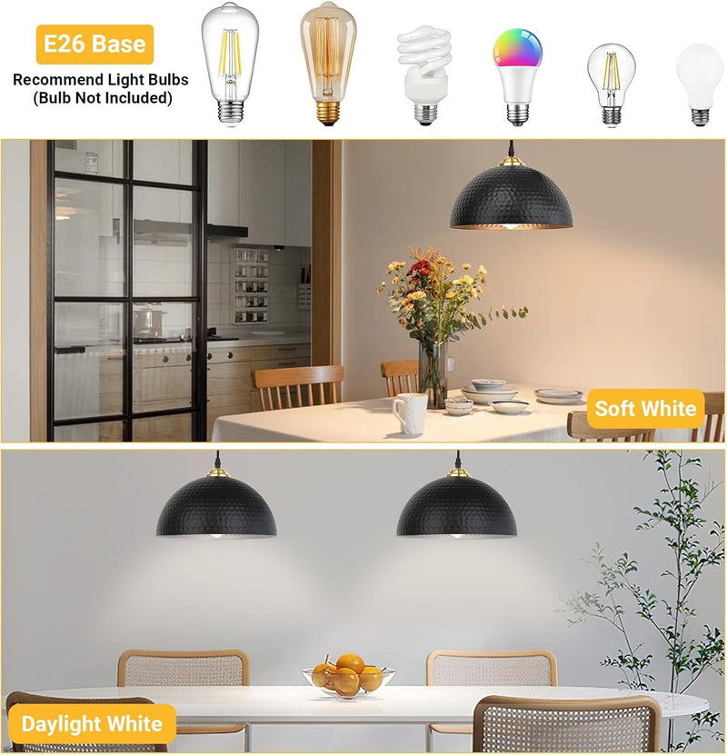 1-Light Industrial Pendant Light Fixture Black Metal Farmhouse Lights Adjustable Pendant Lamp Kitchen Island Light Hanging Lamp for Dining Room Living Room Bar (1 Pack-Black)