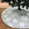 AISENO 48 Inch Faux Fur Christmas Tree Skirt White 3D Snowflake Decoration for Christmas Party Red Tree Skirt Xmas Decorations