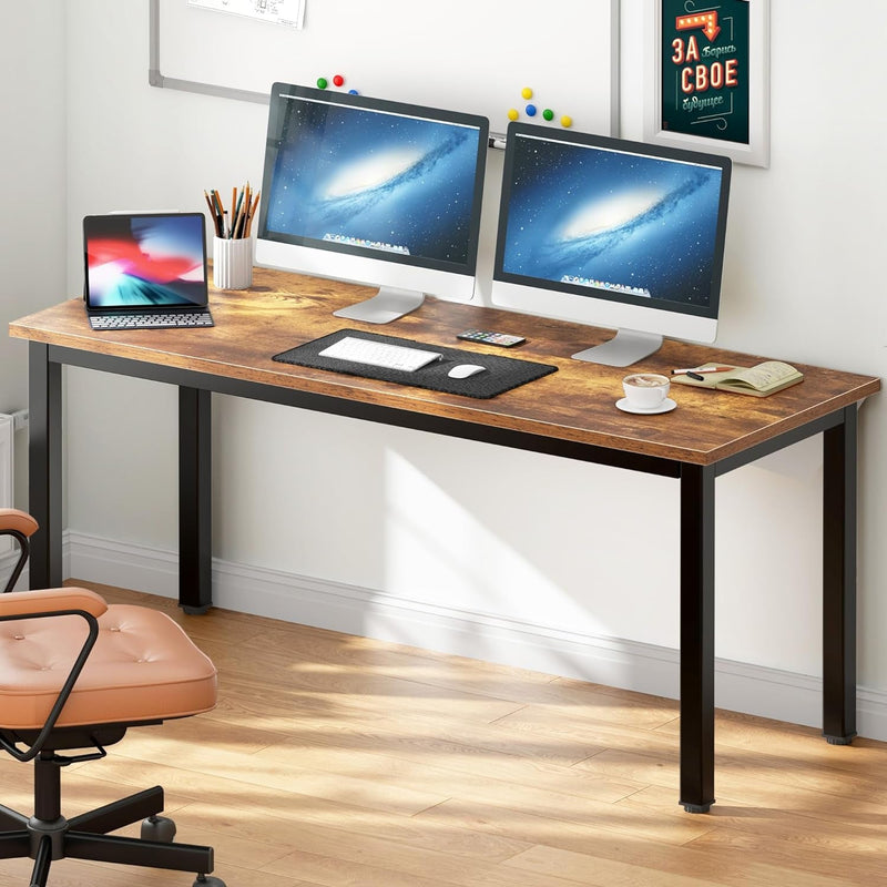 Dlandhome Großer Computertisch Bürotisch 63 Zoll, Moderne Einfache Workstation Businessmöbel für Home Office, Retro Schwarz