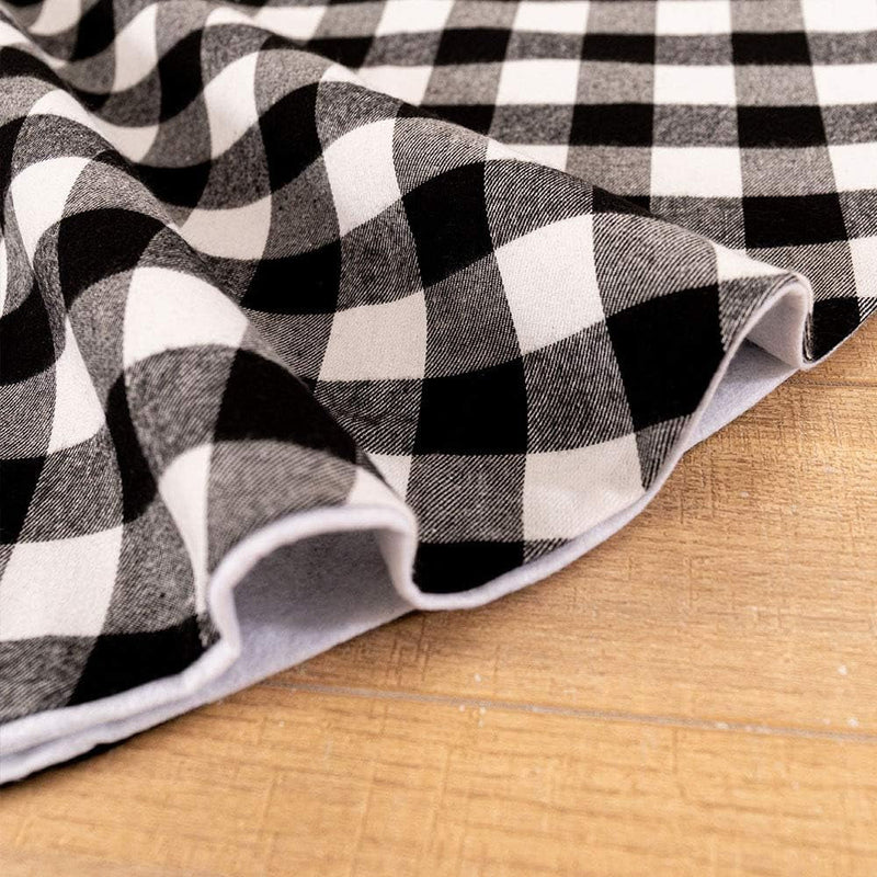 Buffalo Check Christmas Tree Skirt 48 Inches White and Black Plaid Tree Skirt Xmas Tree Base Cover Mat for Xmas New Year Home Party Decoratio (White and Black,122Cm)