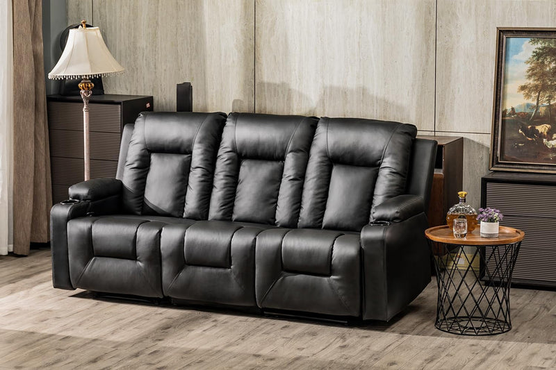 COMHOMA Leather Recliner Modern Loveseat Sofa, 2 Leather Recliner Chair,Modern Small Sofa Couch,2 Seater PU Loveseat,Modern Couches for Living Room with Drink Holders Living Room Chair Loveseat Sofa