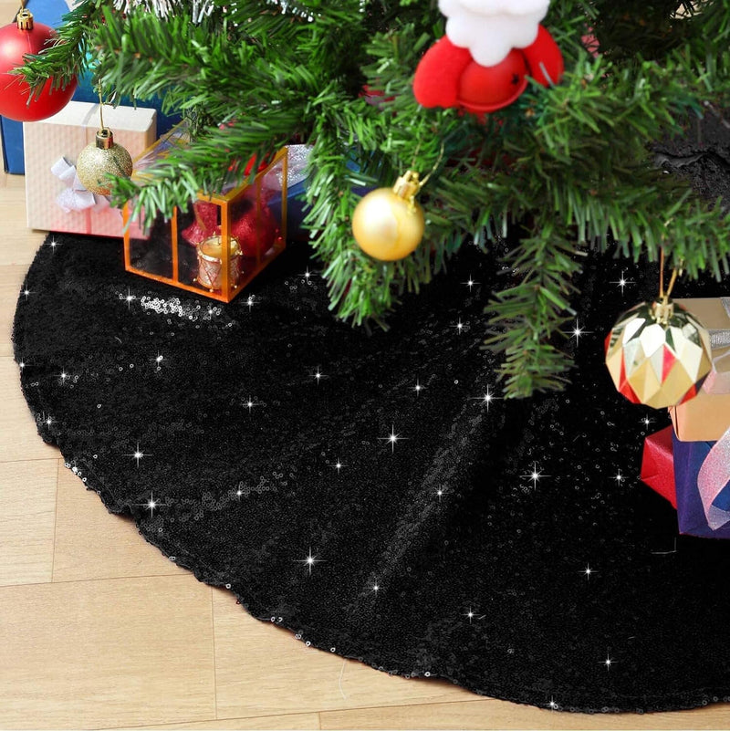 48 Inch Gold Xmas Tree Skirt Christmas Decorations Sequin Tree Skirt Cover New Year Party Indoor Holiday Tree Ornaments