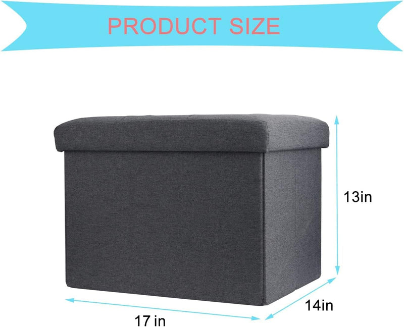 ALASDO Ottoman Storage Ottoman Footrest Stool Small Ottoman with Storage Foldable Ottoman Foot Rest Footstool Bench for Living Room 17X13X13Inches Grey