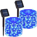 2 Pack 100 LED Solar Powered Copper Wire String Lights Outdoor, Waterproof, 8 Modes Fairy Lights for Garden, Patio, Party, Yard, Christmas (Warm White)