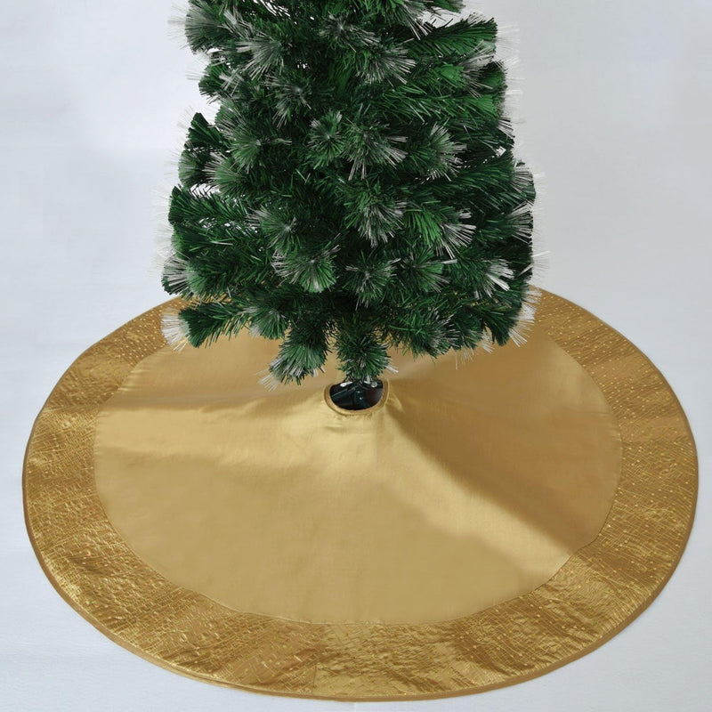 Gold Faux Silk Satin Center, Sparkle Glitter Sequin Handcraft Border Christmas Tree Skirt,Xmas Christmas Holiday Party Decoration-42Inch