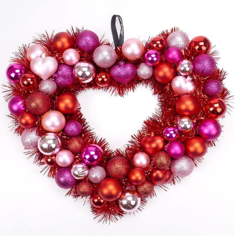 Esquirla Heart Shaped Wire Wreath Frame Iron Base Flower Arrangement Metal Decorative Wall Garland Rings Wreath Form for Home Ceremony, Black 35Cm