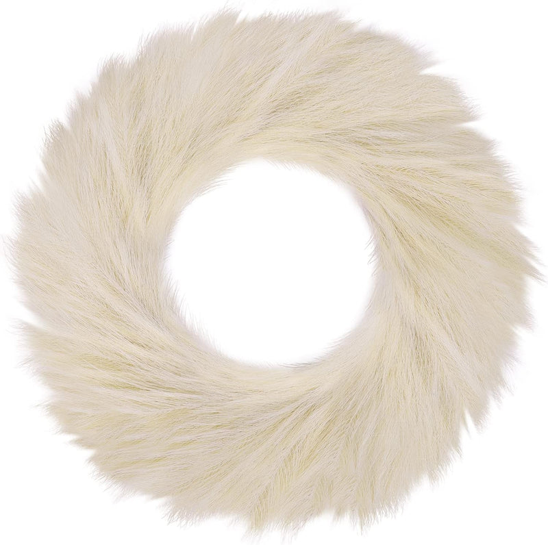 24'' Pampas Grass Wreath, Pampas Wreath, Boho Wreath, Artificial Pampas Wreath for All Seasons, Boho Wall Decor, Farmhouse Pampas Grass Garland (Light Brown, 1)