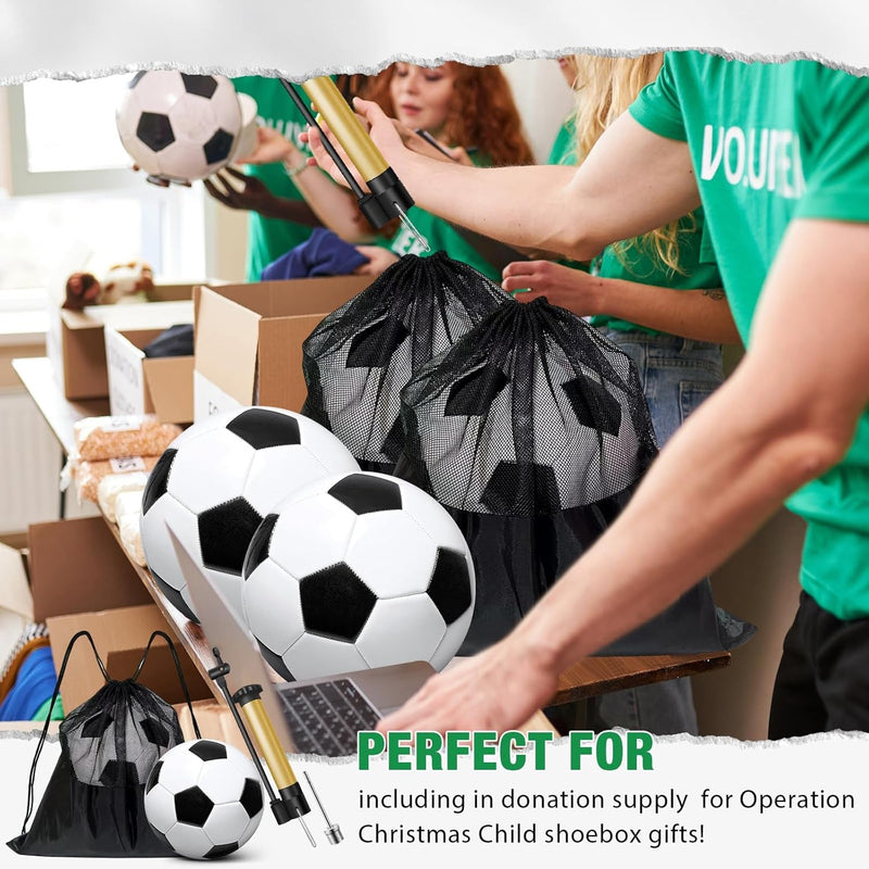 6 Pack Operation Christmas Deflated Soccer Ball with Pump for Child,Items Bulk Deals Soccer Balls,Classic Soccer Balls Size 5 with Mesh Sport Bag Pump Needle