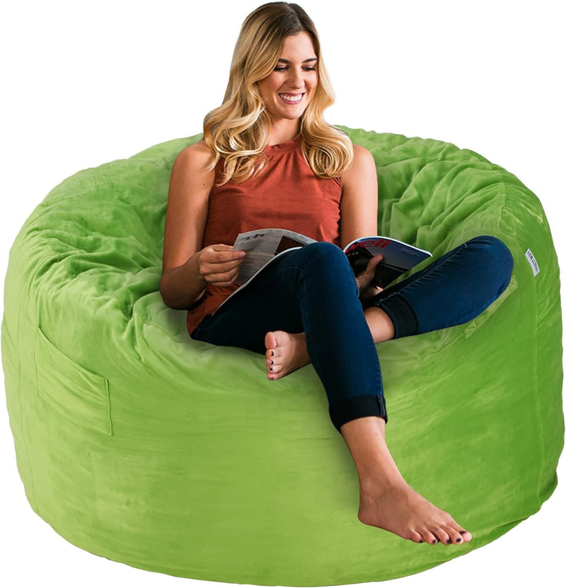 HABUTWAY Bean Bag Chair 3Ft Luxurious Velvet Ultra Soft Fur with High-Rebound Memory Foam Bean Bag Chairs for Adults Plush Lazy Sofa with Fluffy Removable Sponge 3'(Black New)