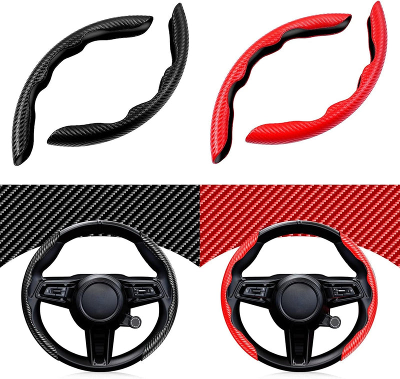 Cartist Carbon Fiber Steering Wheel Cover - Anti-Slip, Comfortable Grip for Men/Women - Durable, Universal Car Accessory (Black)