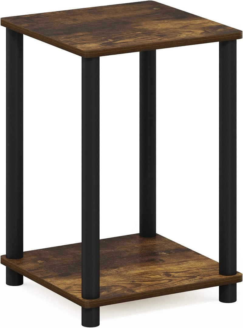 Furinno Turn-N-Tube End Side Night Stand/Bedside Table, 2 Tier, Dark Cherry