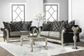 2-Tone Chesterfield Sofa & Loveseat, Fully Assembled Living Room Furniture Sets MADE in USA (Ebony)
