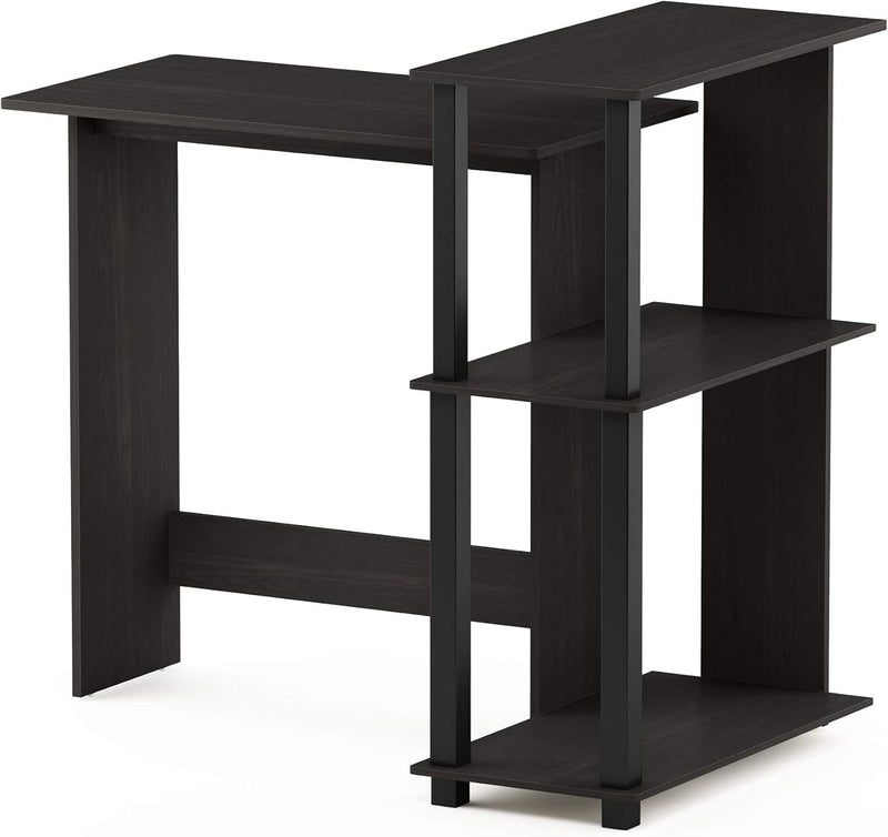 Furinno Abbott Corner Computer Desk with Bookshelf, Espresso/Black