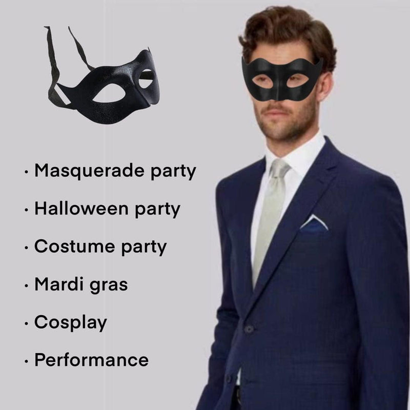 Black Masquerade Mysterious Mask for Men Mardi Gras Halloween Party Costume