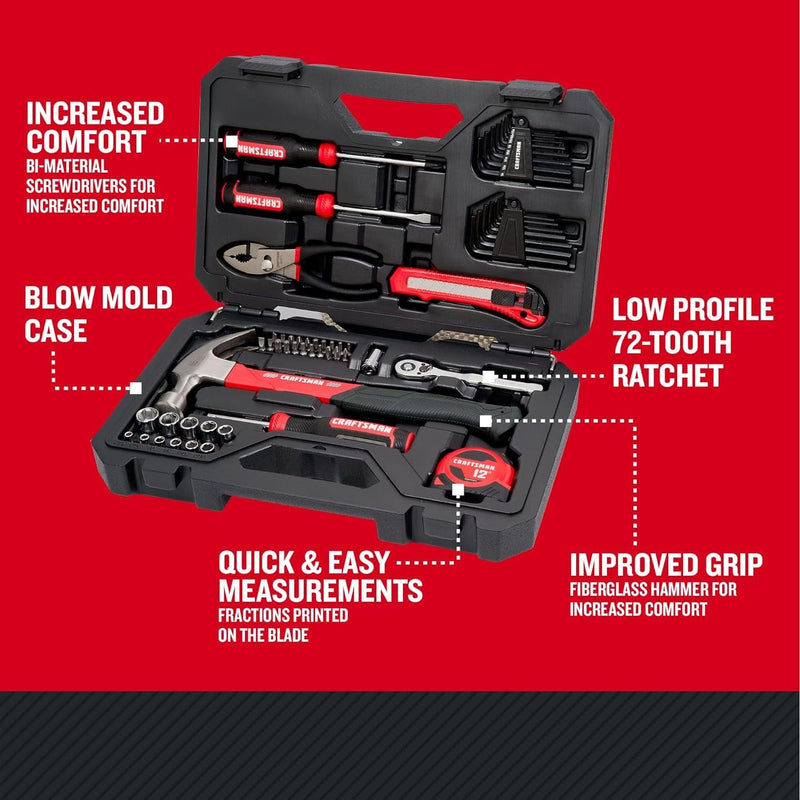 CRAFTSMAN 57 Piece Mechanics Tool Set/Home Tool Set (CMMT99447)