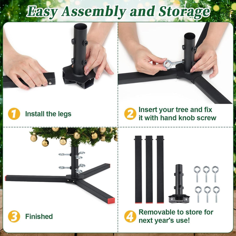 Christmas Tree Stand for Artificial Trees, Universal Metal Christmas Tree Base Replacement Christmas Tree Holder Stand for 4-10FT Xmas Tree, Fits Tree Trunk Less than 1.1 Inch Diameter