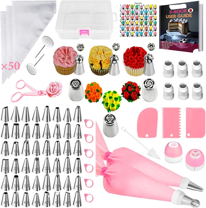 Cake Decorating Kit,Piping Bags and Tips Set,Cake Decorating Supplies,Frosting Piping Kit,Cake Baking Supplies for Beginners (255PCS)