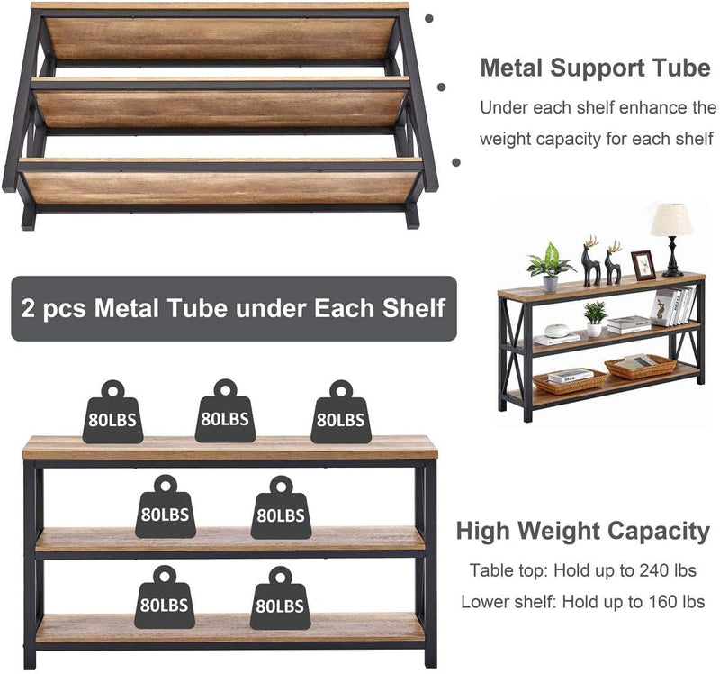 FATORRI Industrial L Shaped Computer Desk, Heavy Duty Bookshelf and Console Table for Home Office (Rustic Oak)