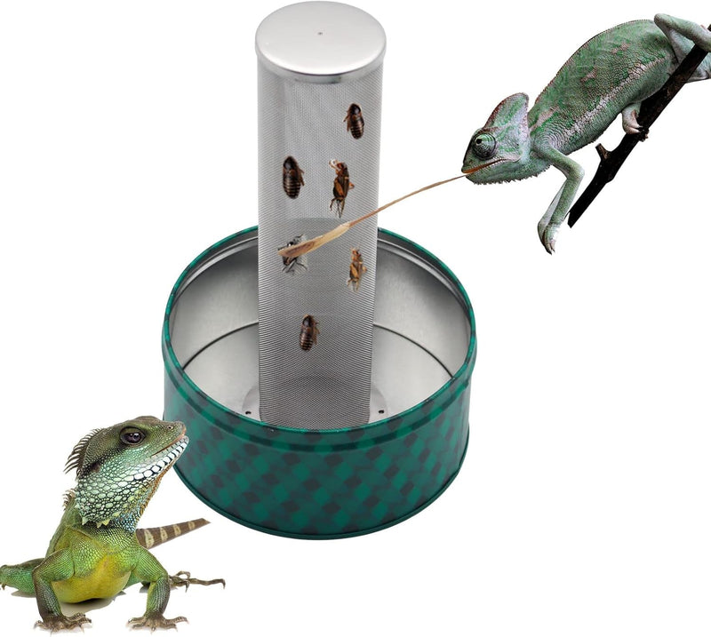 Chameleon Feeding Bowl,Hookable Lizard Feeder with Metal Mesh Column for Prey to Climb and Move,Suitable for Lizard, Iguana, Gecko,Bearded Dragon