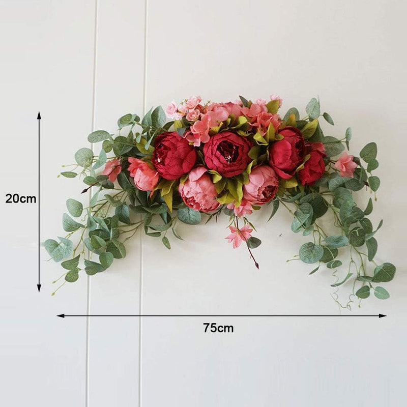 DAMEING 30 Inch Artificial Flower Swag Rose Peony Swag Arch Wreath Flowers Arrangements Wedding Table Centerpieces Door Swag for Decor