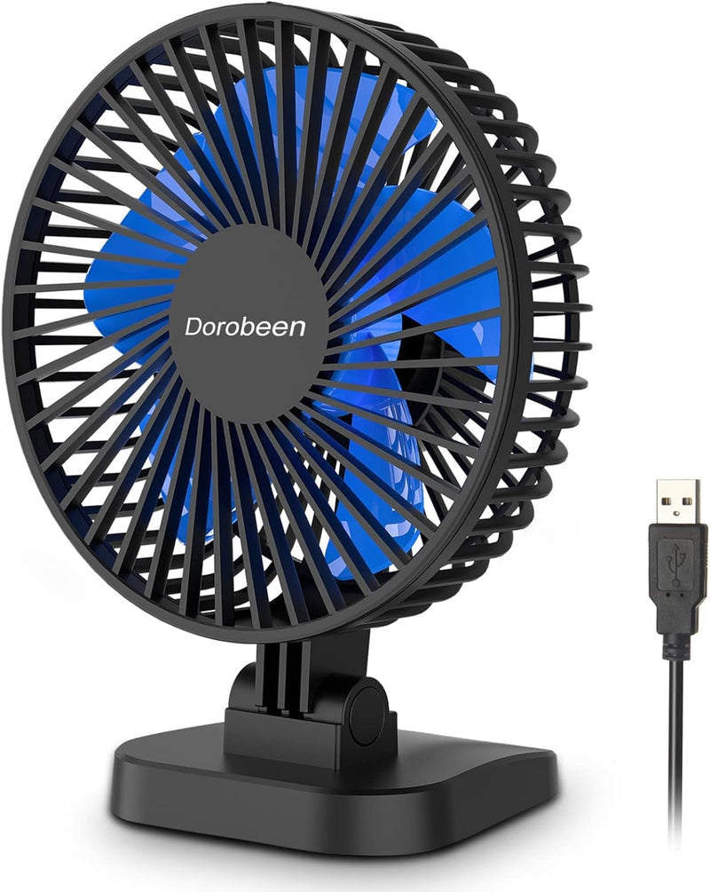 Dorobeen Rechargeable Fan, Battery Operated Fan, Portable Personal Fan, Battery Powered Desk Fan, with LED Light Fan, 8-Inch USB Fan with Timer, Quiet Fan for Bedroom, Home, Camping, Outdoor