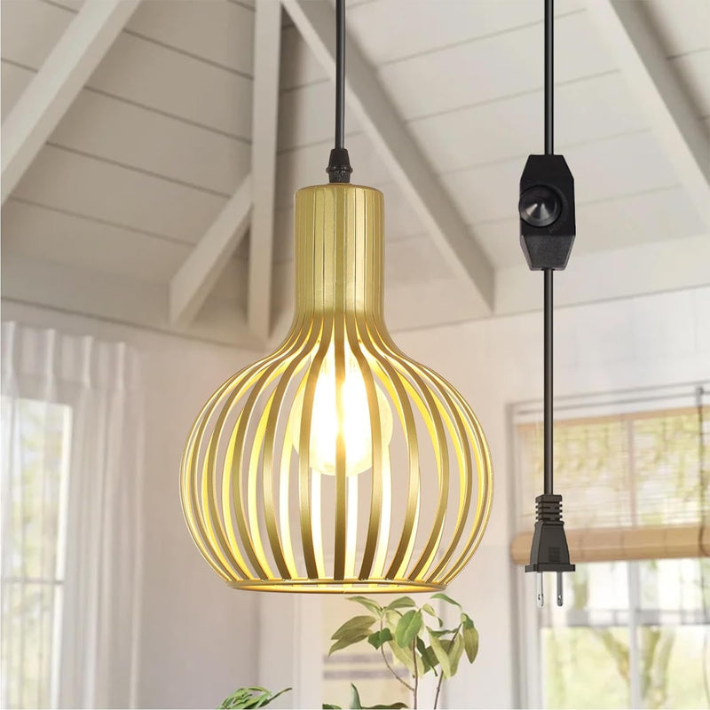 DLLT 2-Pack Gold Pendant Light Fixtures, Adjustable Pendant Lighting over Sink, Farmhouse Metal Pendant Lights Kitchen Island, Vintage Brass Hanging Light for Living Room, Dining Room, Bedroom, E26