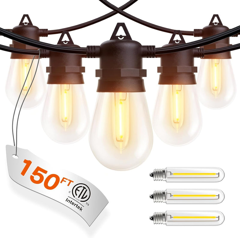 Addlon 100Ft(2-Pack*50Ft) LED Outdoor String Lights with 30 Edison Vintage Shatterproof Bulbs, Commercial Grade Patio Lights, IP65 Waterproof for Balcony, Backyard and Garden, Warm White