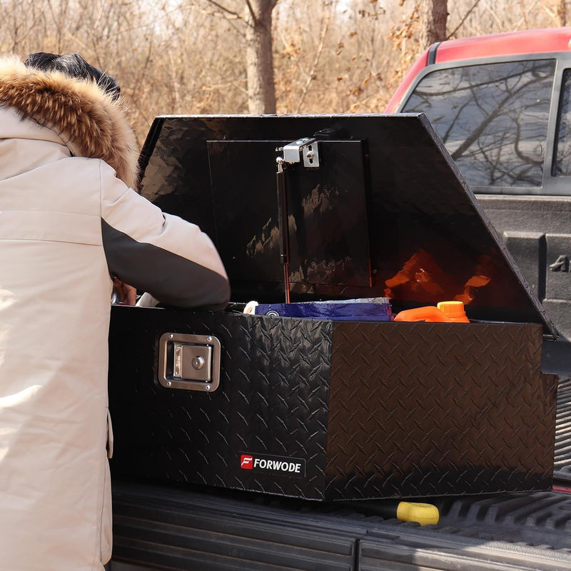 39 Inch Trailer Tongue Box Aluminum Trailer Tool Box for Storage Toolbox with Lock - Black