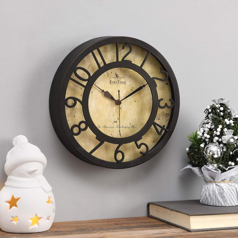 Firstime & Co. Raised Number Small Wall Clock, Oil Rubbed Bronze, 8 X 2 X 8 Inches