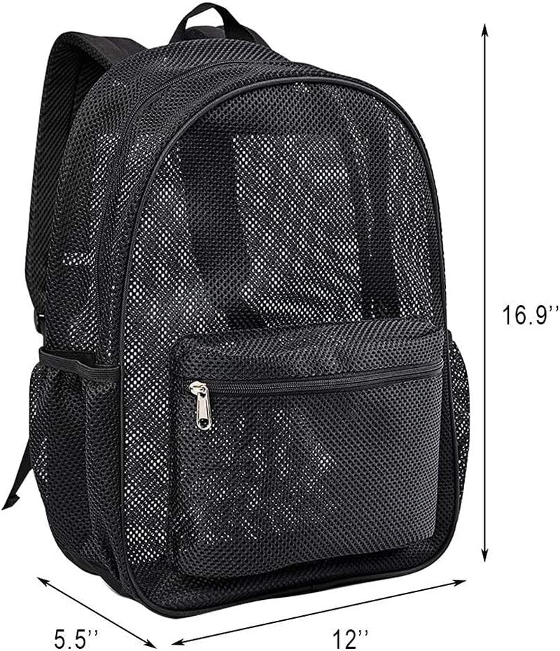 COVAX Heavy Duty Semi-Transparent Mesh Backpack, Mesh Drawstring Bag, Sport Equipment Storage Bag for Beach, Swimming