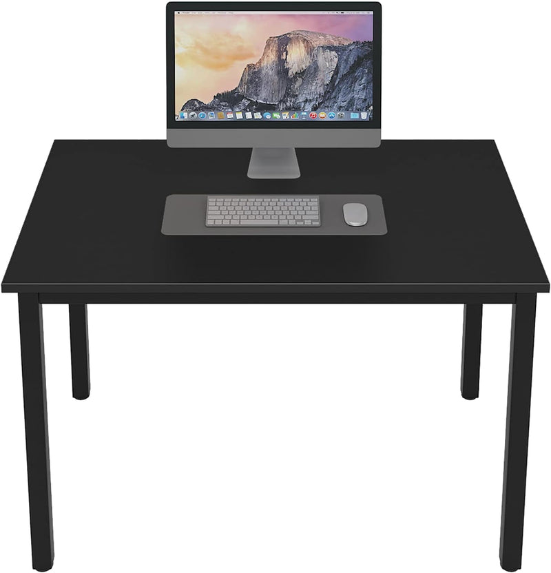 Dlandhome Large Computer Desk Office Desk 63 Inch, Modern Simple Workstation Business Furniture for Home Office, Retro Black