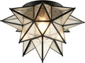 DAYCENT Moravian Star Light Flush Mount Ceiling Light Seeded Glass Shade Boho Moroccan Ceiling Lamp for Kitchen Foyer, 1-Light