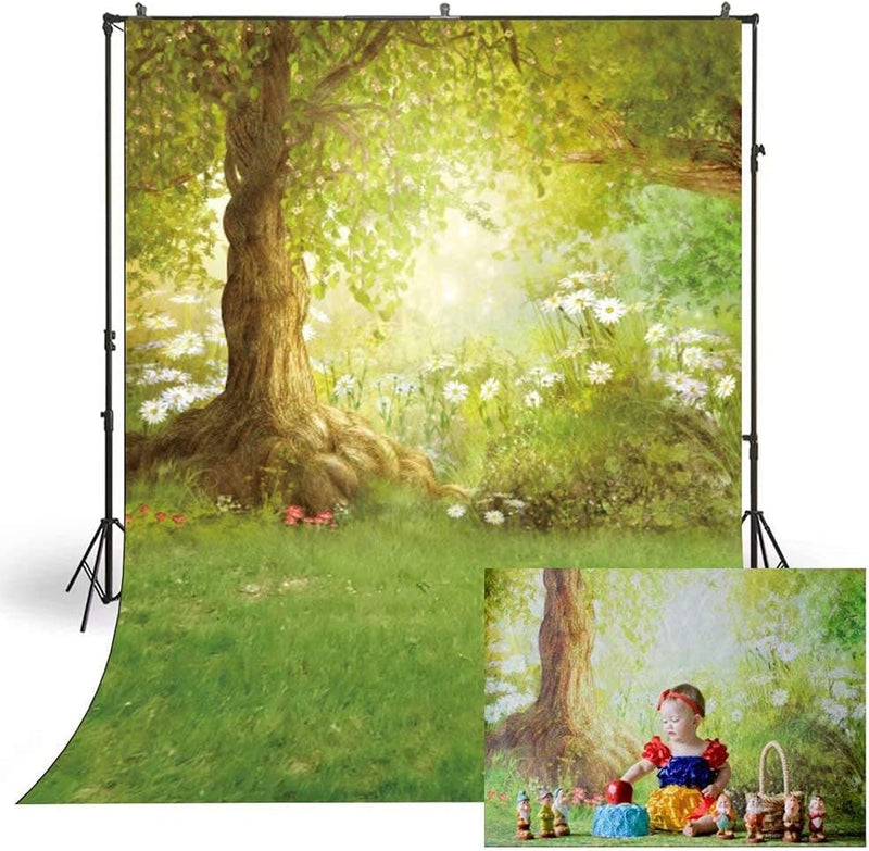 AOSTO 5X7Ft Spring Photography Backdrop Easter Woodland Meadow Flower Fairy Tale Forest Background Photo Studio Photoshoot Backdrops Props FT-3992