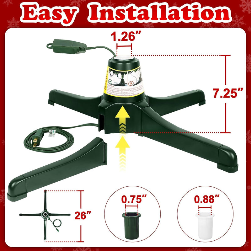 GREATDAY Rotating Christmas Tree Stand with Remote Control,Six-Hour Timer Function,360-Degree Rotating Christmas Tree Stand,Up to 7.5Ft and 80 Pounds Artificial Tree,With 3 Settings Trunk Diameter