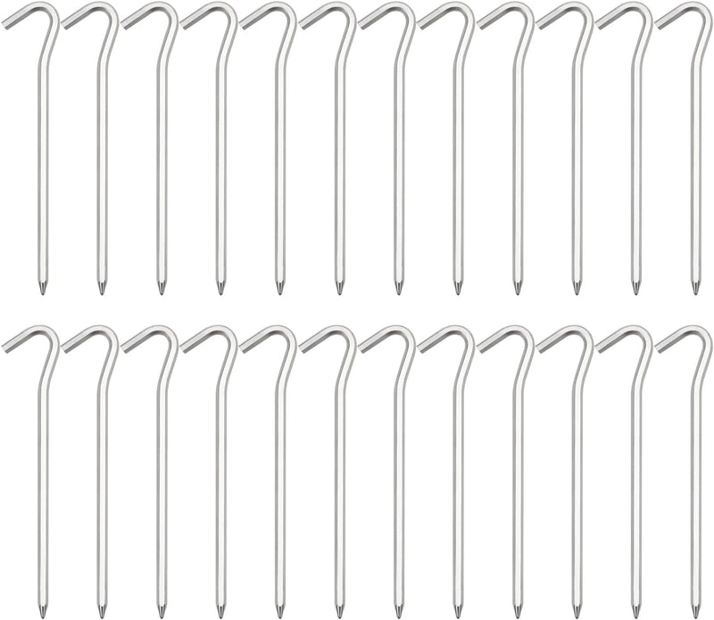 12/24/48/96 Pack Tent Pegs, Aluminum Tent Stakes Pegs with Hook, 7" Hexagon Rod Lightweight Canopy Stakes Pegs for Camping, Canopy, Outdoor Decoration(7", 12 Pack)