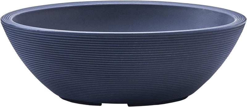 Crescent Garden Delano Oval Planter, Double-Walled Plant Pot, 24" X 17' (Midnight Blue)