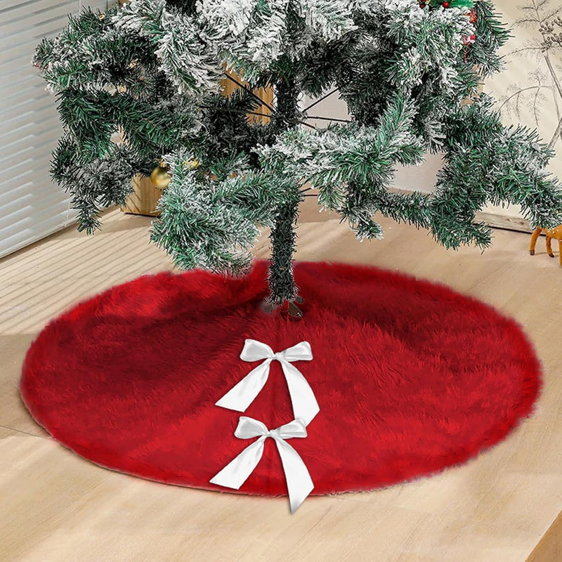 Eanpet Christmas Tree Skirt Fur Xmas Tree Skirts Mat Pure Faux round Carpet for Home Party Decorations Ornaments (Green 30 Inch)