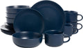 10 Strawberry Street Wazee Matte Coupe Dinnerware Set, 16 Pc, Black