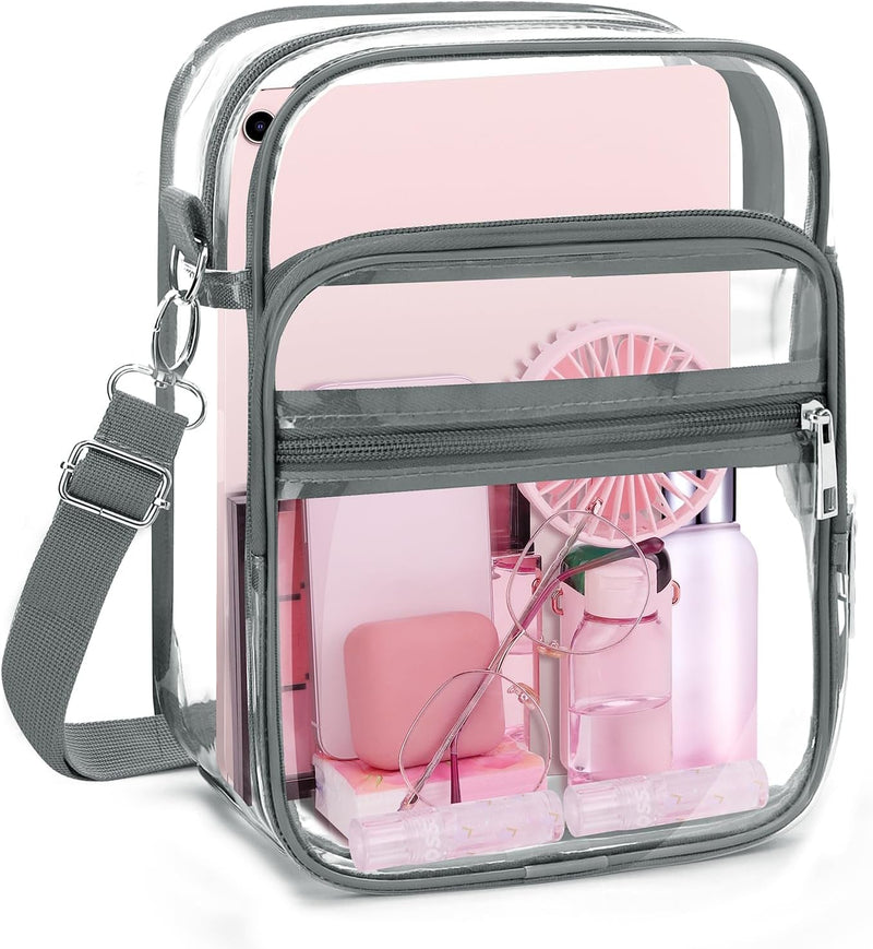 Blvornl Clear Crossbody Bag with Adjustable Shoulder Strap, Stadium Approved PVC Clear Purse Bag, Clear Messenger Bag