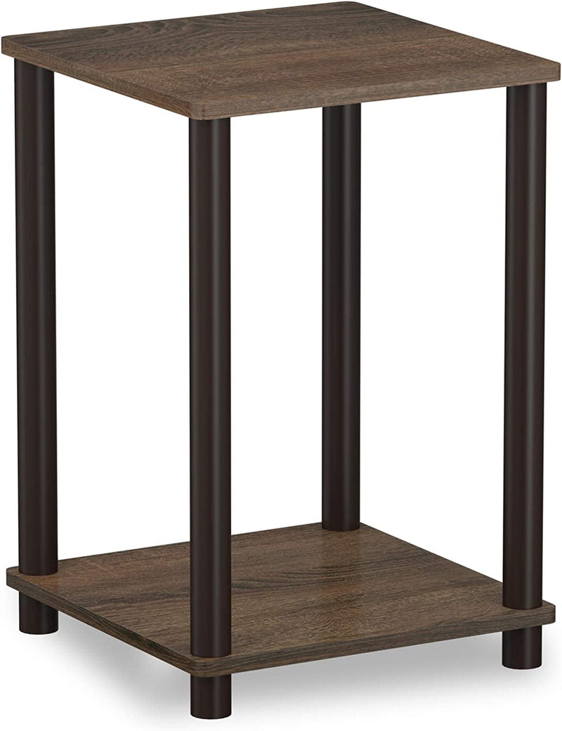 Furinno Turn-N-Tube End Side Night Stand/Bedside Table, 2 Tier, Dark Cherry