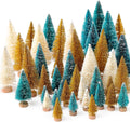 30Pcs Mini Christmas Trees Artificial Christmas Tree Bottle Brush Trees with Wooden Base for Christmas Decor Christmas Party Home Table Craft Decorations(Green+Silver+White)