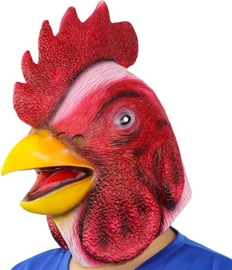 Chicken Head Mask Rooster Mask for Halloween Costume Party Carnival Prop