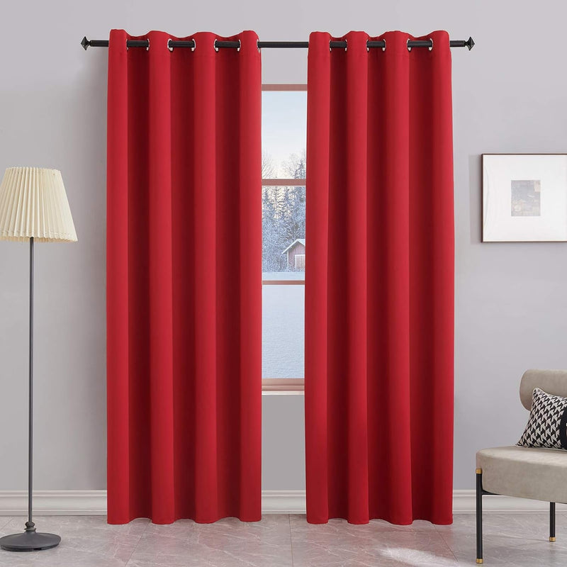 99% Blackout Curtains & Drapes Panels 84 Inches Darkening Curtains - Thermal Insulated Curtain for Bedroom-Black 84 Inches Long Grommet Window Curtain 2 Panels Set, W 52" X L 84"