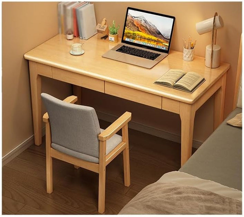 Computer Desk Side Table Solid Wood Desk Student Home Bedroom Computer Desk Office Desk Study Desk Small Apartment Study Table Simple Writing Desk Gaming Desk Large Desk(C,100 * 60 * 75Cm)