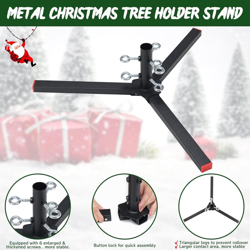 Bsbsbest Christmas Tree Stand for Artificial Trees, Fits 0.5-1.25 Inch Tree Pole，Replacement Xmas Tree Stand Base for 4 Ft to 8 Ft Artificial Trees, Black